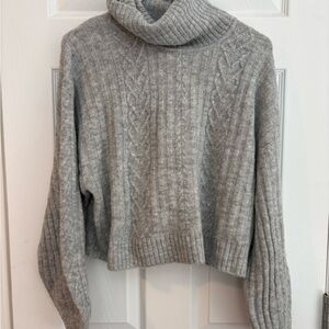 H&M Gray Turtleneck Cable Knit Sweater